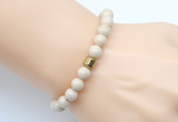 CGB9245 8mm, 10mm white fossil jasper & drum hematite power beads bracelets