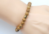 CGB9246 8mm, 10mm wooden jasper & drum hematite power beads bracelets