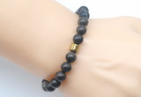 CGB9247 8mm, 10mm coffee wooden jasper & drum hematite power beads bracelets