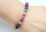 CGB9258 8mm, 10mm colorful banded agate & drum hematite power beads bracelets