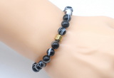 CGB9259 8mm, 10mm black banded agate & drum hematite power beads bracelets