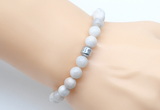 CGB9263 8mm, 10mm white crazy lace agate & drum hematite power beads bracelets