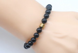 CGB9269 8mm, 10mm black agate & drum hematite power beads bracelets