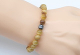 CGB9273 8mm, 10mm golden tiger eye & drum hematite power beads bracelets