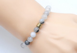 CGB9288 8mm, 10mm black rutilated quartz & drum hematite power beads bracelets