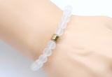 CGB9300 8mm, 10mm matte white crystal & drum hematite power beads bracelets