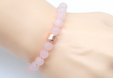 CGB9301 8mm, 10mm matte rose quartz & drum hematite power beads bracelets