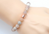 CGB9305 8mm, 10mm matte sunstone & drum hematite power beads bracelets