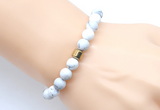 CGB9309 8mm, 10mm matte white howlite & drum hematite power beads bracelets