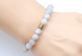 CGB9312 8mm, 10mm matte white crazy lace agate & drum hematite power beads bracelets