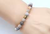 CGB9313 8mm, 10mm matte bamboo leaf agate & drum hematite power beads bracelets