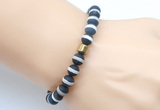 CGB9315 8mm, 10mm matte Tibetan agate & drum hematite power beads bracelets