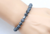 CGB9317 8mm, 10mm matte snowflake obsidian & drum hematite power beads bracelets