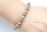 CGB9318 8mm, 10mm matte fossil coral & drum hematite power beads bracelets