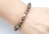 CGB9319 8mm, 10mm matte unakite & drum hematite power beads bracelets