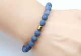 CGB9323 8mm, 10mm matte dumortierite & drum hematite power beads bracelets