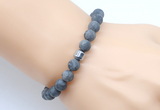 CGB9325 8mm, 10mm matte black labradorite & drum hematite power beads bracelets