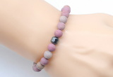 CGB9326 8mm, 10mm matte pink wooden jasper & drum hematite power beads bracelets