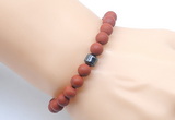 CGB9327 8mm, 10mm matte red jasper & drum hematite power beads bracelets