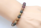 CGB9328 8mm, 10mm matte picasso jasper & drum hematite power beads bracelets