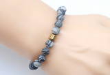 CGB9333 8mm, 10mm matte black water jasper & drum hematite power beads bracelets