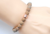 CGB9336 8mm, 10mm matte wooden jasper & drum hematite power beads bracelets