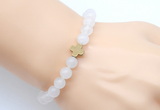 CGB9350 8mm, 10mm white jade & cross hematite power beads bracelets