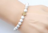 CGB9351 8mm, 10mm white howlite & cross hematite power beads bracelets