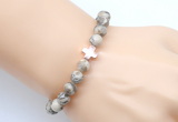 CGB9355 8mm, 10mm feldspar & cross hematite power beads bracelets