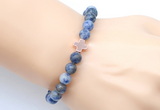 CGB9356 8mm, 10mm blue spot stone & cross hematite power beads bracelets