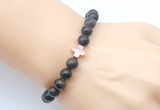 CGB9362 8mm, 10mm coffee wooden jasper & cross hematite power beads bracelets