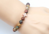 CGB9363 8mm, 10mm picasso jasper & cross hematite power beads bracelets