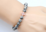 CGB9367 8mm, 10mm dalmatian jasper & cross hematite power beads bracelets