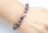 CGB9375 8mm, 10mm Botswana agate & cross hematite power beads bracelets