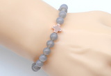 CGB9376 8mm, 10mm grey agate & cross hematite power beads bracelets