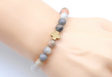 CGB9379 8mm, 10mm bamboo leaf agate & cross hematite power beads bracelets