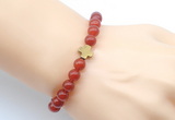 CGB9383 8mm, 10mm red agate & cross hematite power beads bracelets