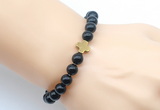 CGB9384 8mm, 10mm black agate & cross hematite power beads bracelets