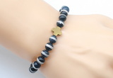 CGB9385 8mm, 10mm Tibetan agate & cross hematite power beads bracelets