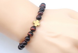 CGB9393 8mm, 10mm red tiger eye & cross hematite power beads bracelets