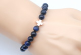 CGB9397 8mm, 10mm blue tiger eye & cross hematite power beads bracelets