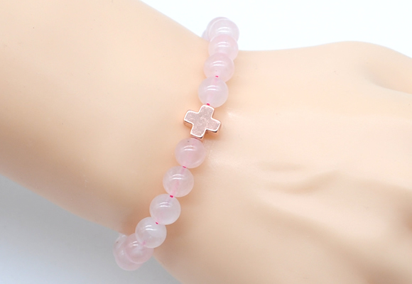 CGB9401 8mm, 10mm rose quartz & cross hematite power beads bracelets