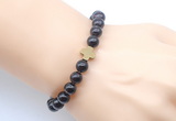 CGB9406 8mm, 10mm garnet & cross hematite power beads bracelets