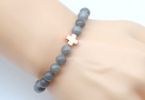 CGB9409 8mm, 10mm labradorite & cross hematite power beads bracelets