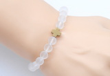 CGB9416 8mm, 10mm matte white crystal & cross hematite power beads bracelets