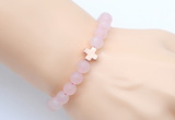 CGB9417 8mm, 10mm matte rose quartz & cross hematite power beads bracelets