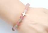 CGB9419 8mm, 10mm matte volcano cherry quartz & cross hematite power beads bracelets