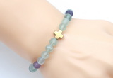 CGB9420 8mm, 10mm matte fluorite & cross hematite power beads bracelets