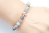 CGB9422 8mm, 10mm matte amazonite & cross hematite power beads bracelets