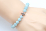 CGB9423 8mm, 10mm matte amazonite & cross hematite power beads bracelets